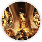Icon illustrating the burning, hot-coals sensation symptom of peripheral neuropathy in the feet